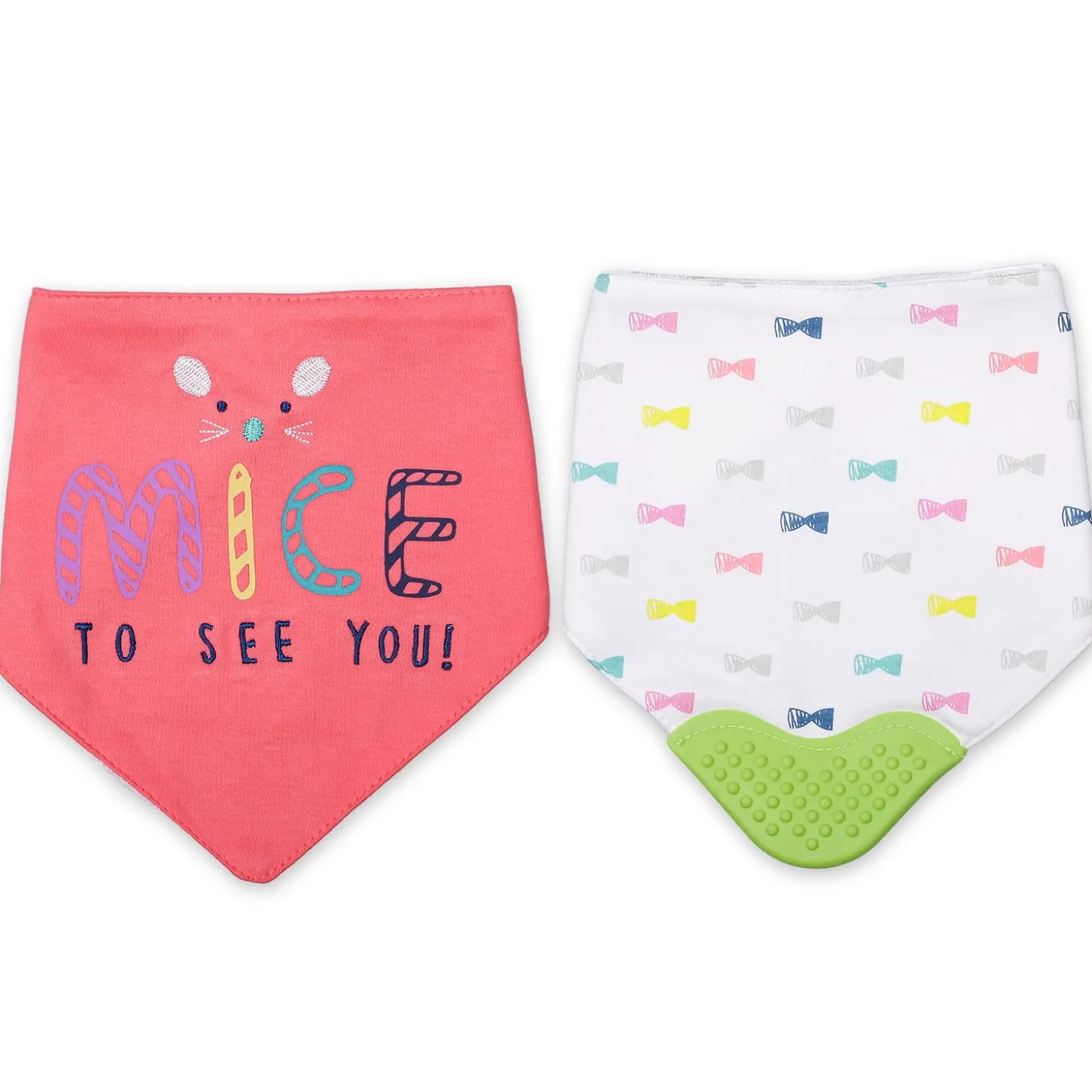 Feeding Bandana Bibs Pack Of 2 Mice Printed Red And White