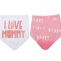 Feeding Bandana Bibs Pack Of 2 I Love Mummy White And Pink