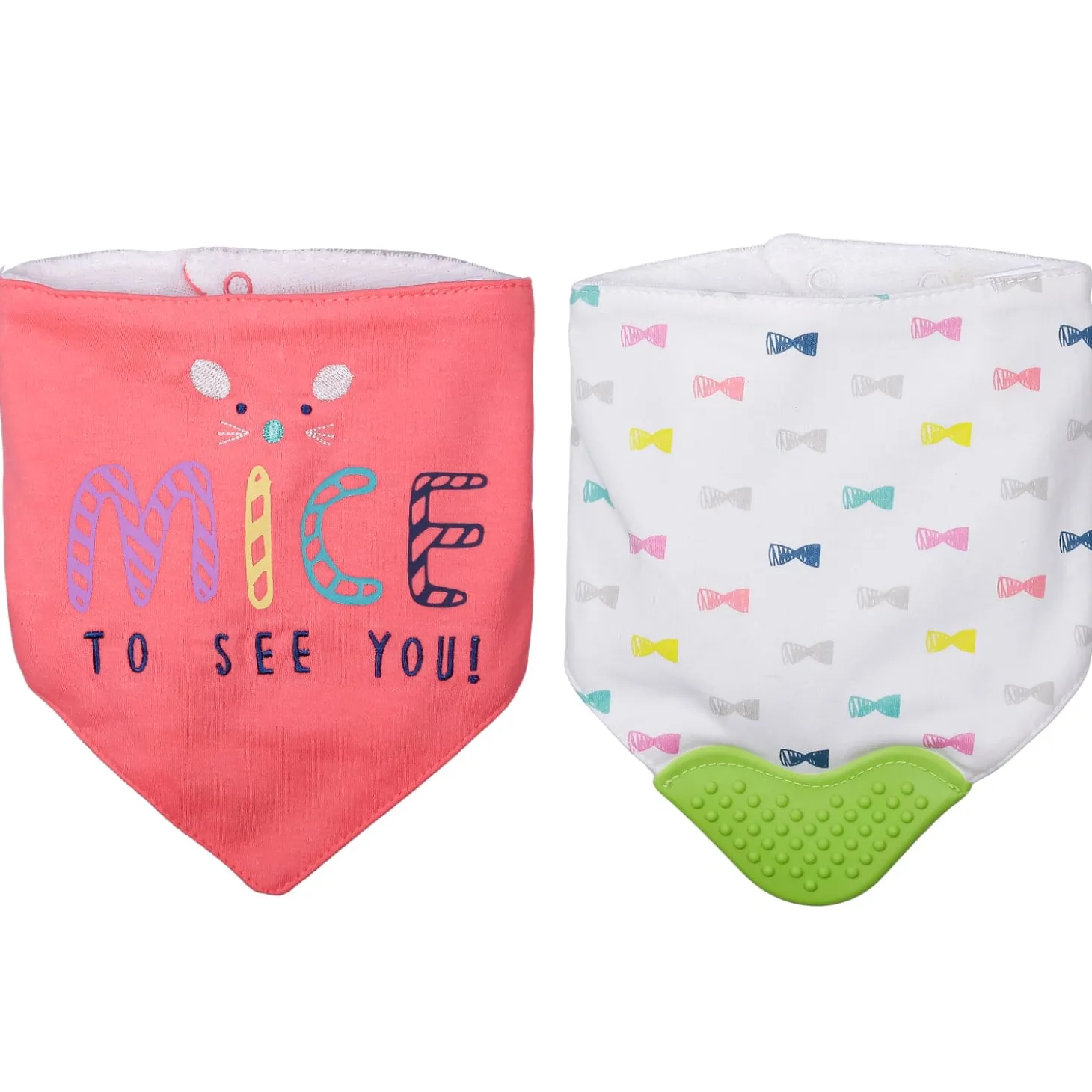 Feeding Bandana Bibs Pack Of 2 Mice Printed Red And White
