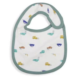 Feeding Bibs Pack Of 3 Cartoon Car Printed Green And Grey