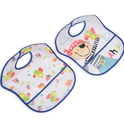 Feeding Bibs Pack Of 2 Crumb Catcher Waterproof Ahoy Pirate Blue