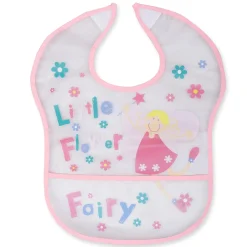 Feeding Bibs Pack Of 2 Crumb Catcher Waterproof Flower Fairy Pink