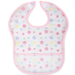 Feeding Bibs Pack Of 2 Crumb Catcher Waterproof Flower Fairy Pink