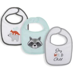 Feeding Bibs Pack Of 3 Wild Child White And Mint Green