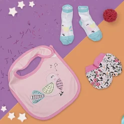 Feeding Bibs Socks And Mittens Set Of 3 Nightingale Pink