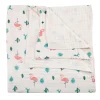 Flamingo White Medium Muslin Blanket