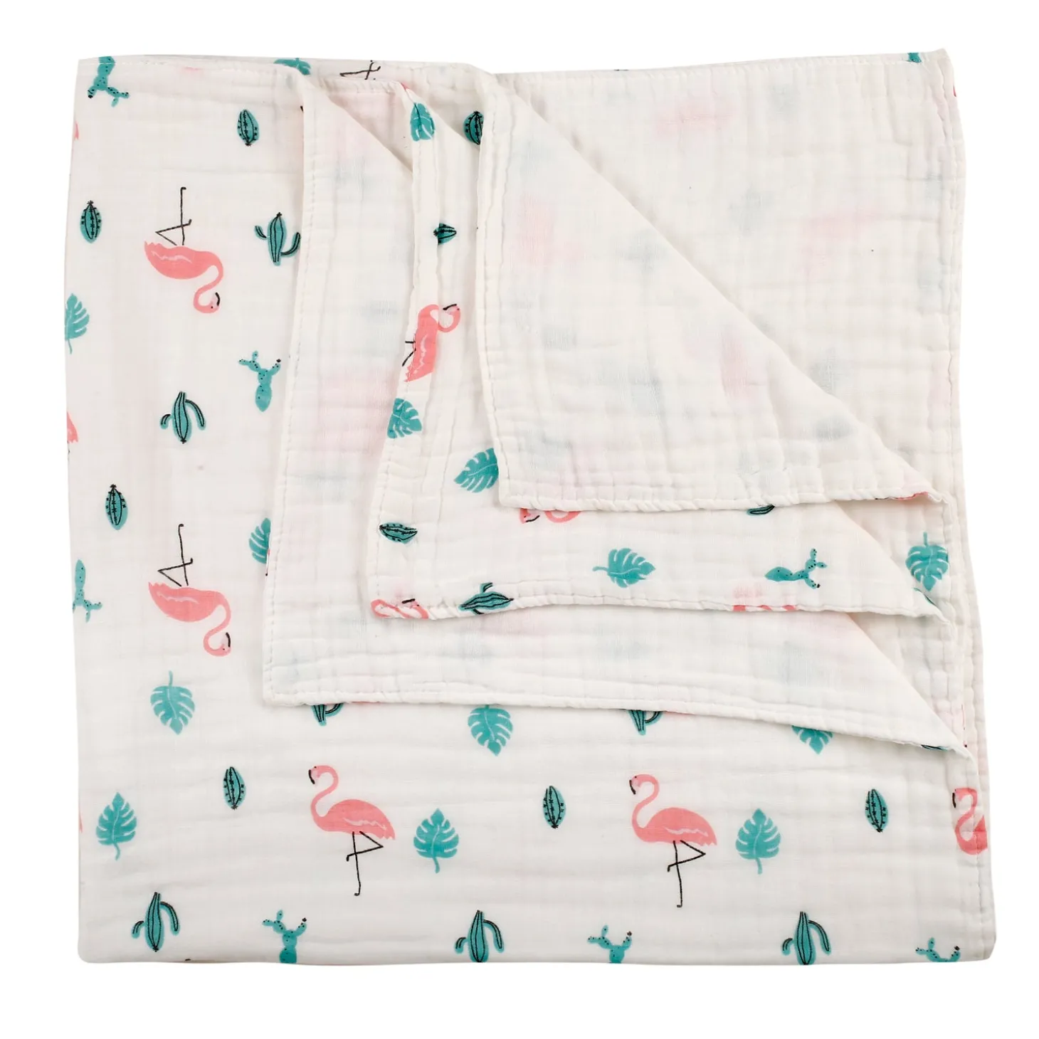 Flamingo White Medium Muslin Blanket