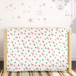 Flamingo White Medium Muslin Blanket