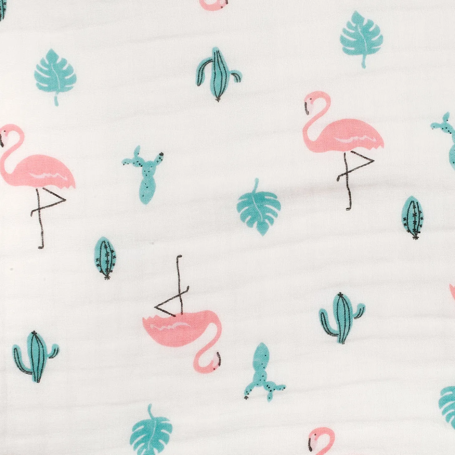 Flamingo White Medium Muslin Blanket