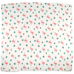 Flamingo White Medium Muslin Blanket