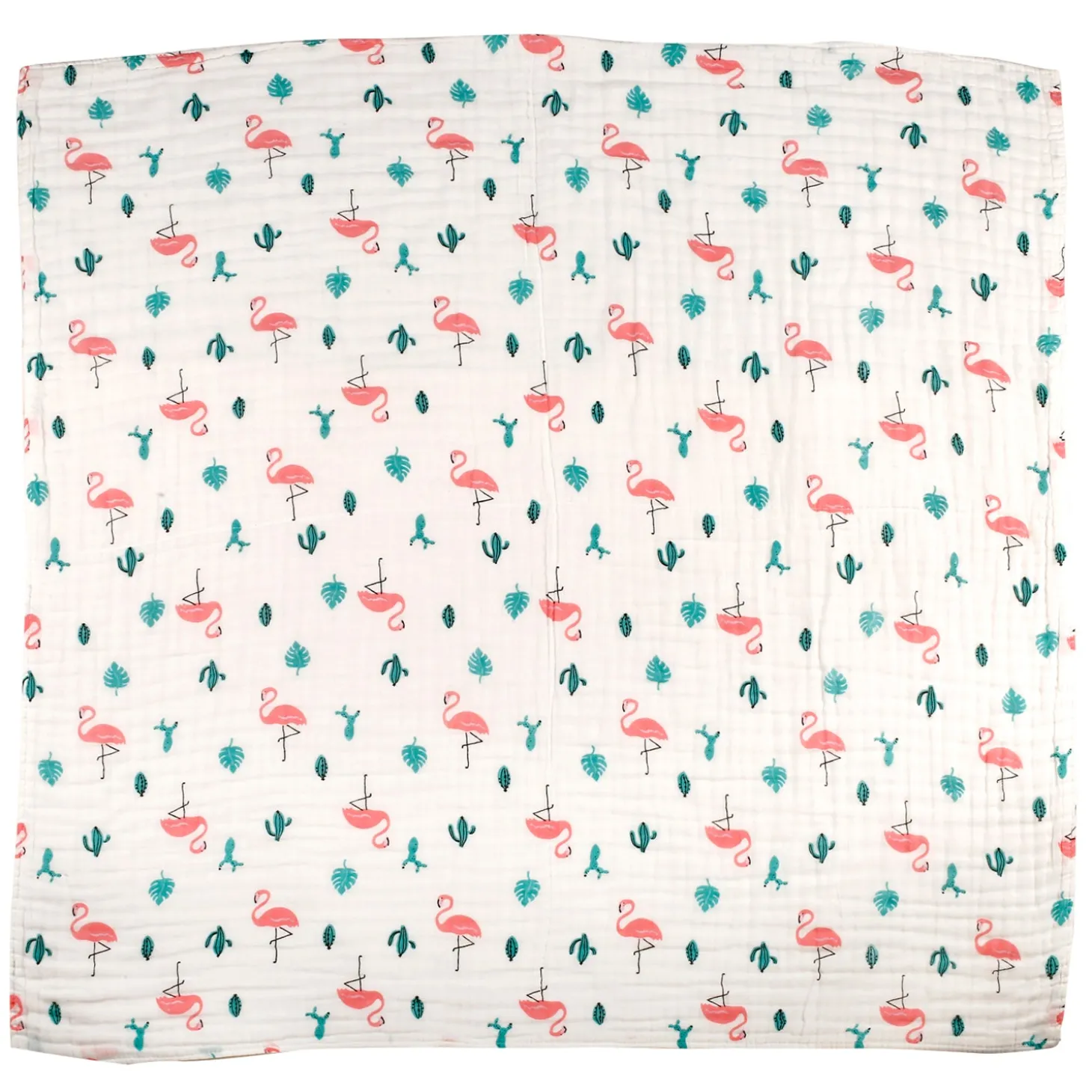 Flamingo White Medium Muslin Blanket