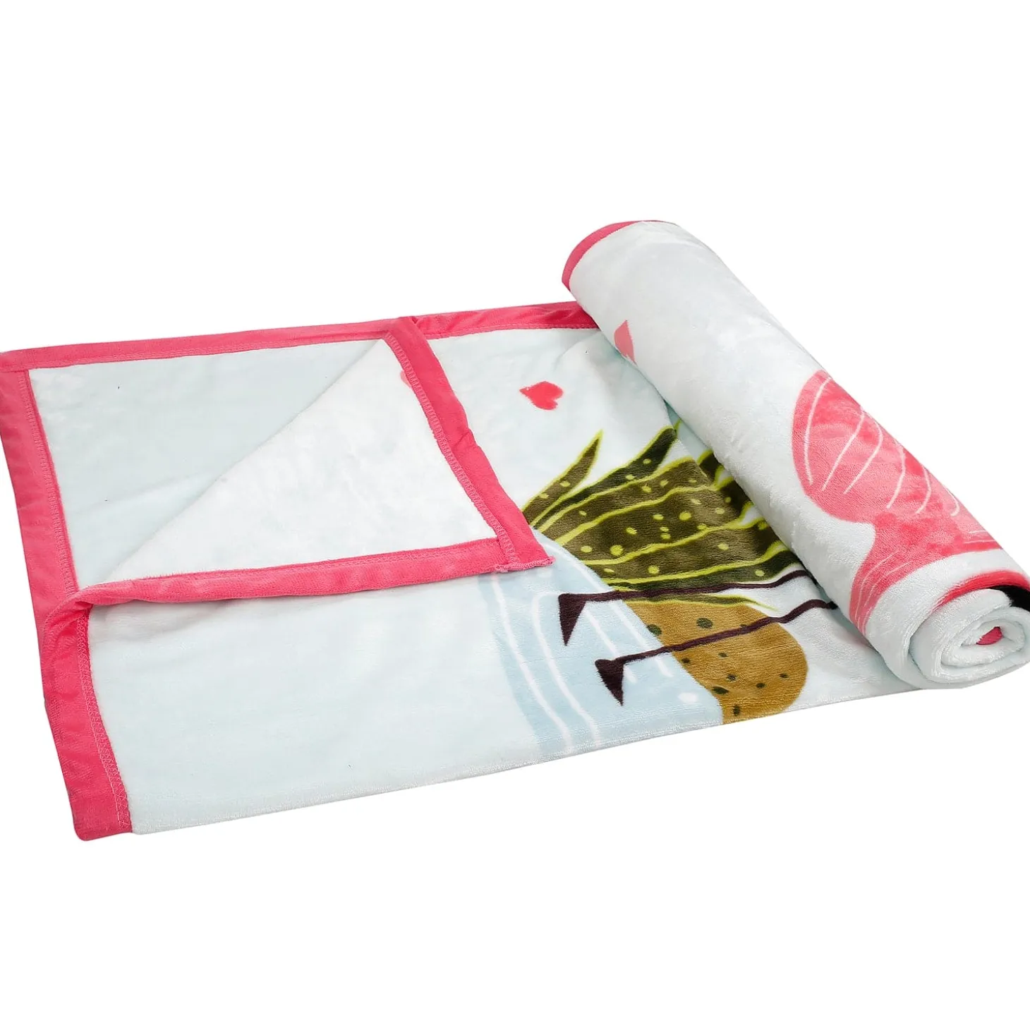 Flamingoes in Love White And Red Two-Ply Blanket