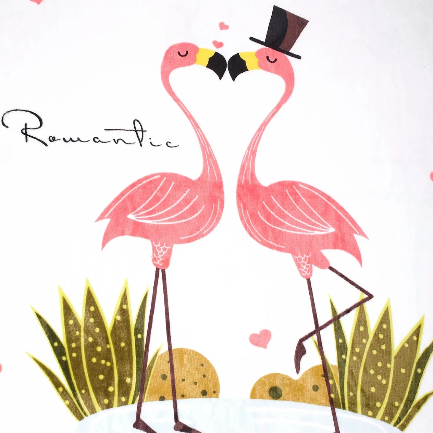 Flamingoes in Love White And Red Two-Ply Blanket