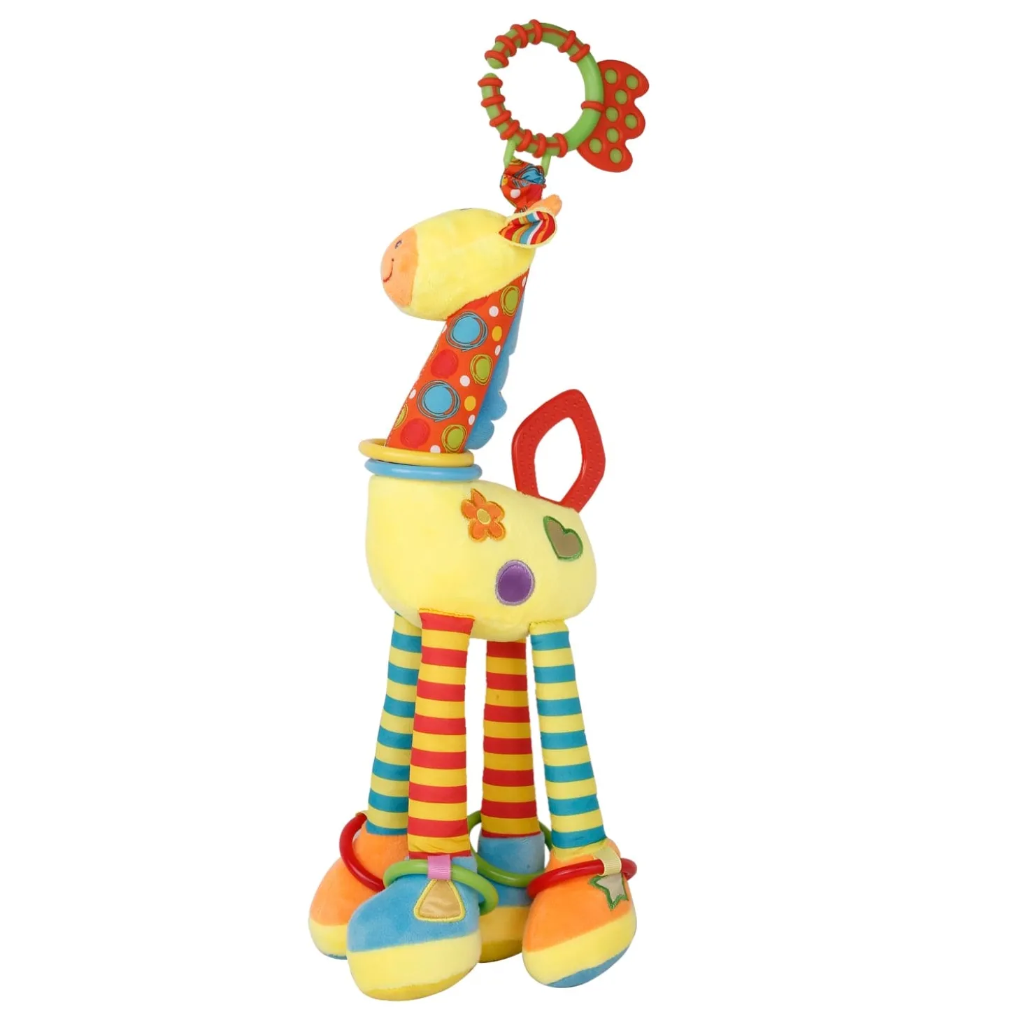 Flexible Giraffe Yellow Musical Hanging Toy With Teether