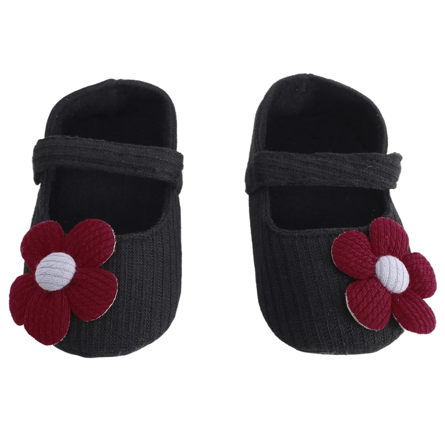 Floral Applique Black And Red Booties