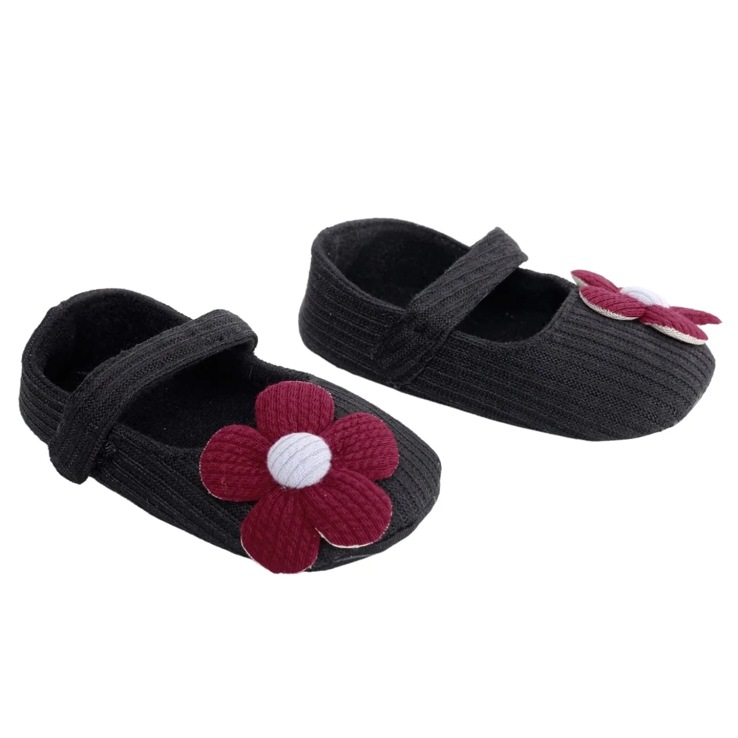 Floral Applique Black And Red Booties