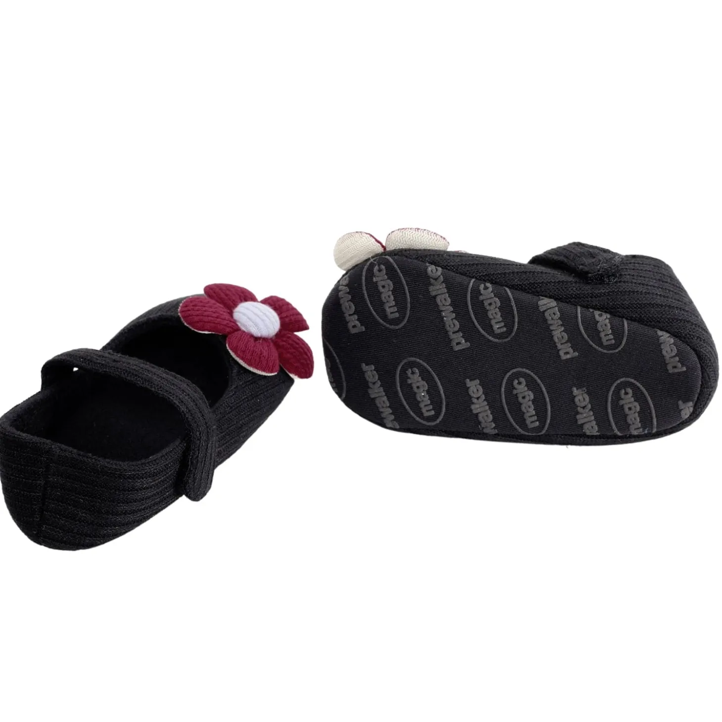 Floral Applique Black And Red Booties