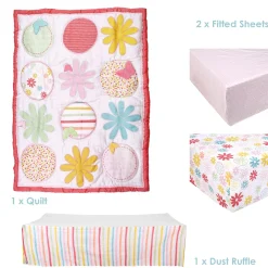 Floral Dreams Pink 4 Pcs Crib Set