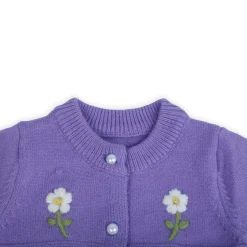 Floral Embroidery Premium Full Sleeves Knitted Sweater - Purple