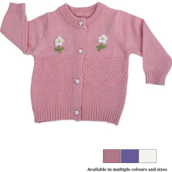 Floral Embroidery Premium Full Sleeves Knitted Sweater - Pink