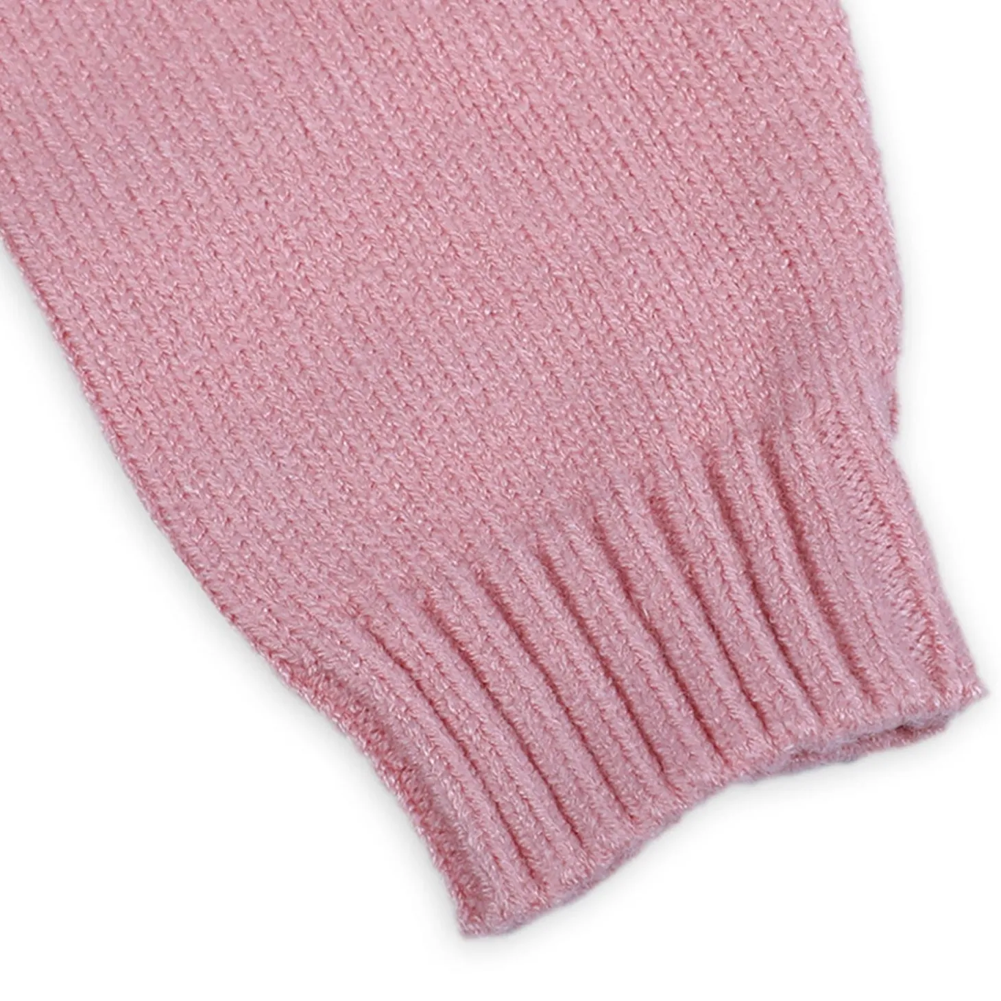 Floral Embroidery Premium Full Sleeves Knitted Sweater - Pink