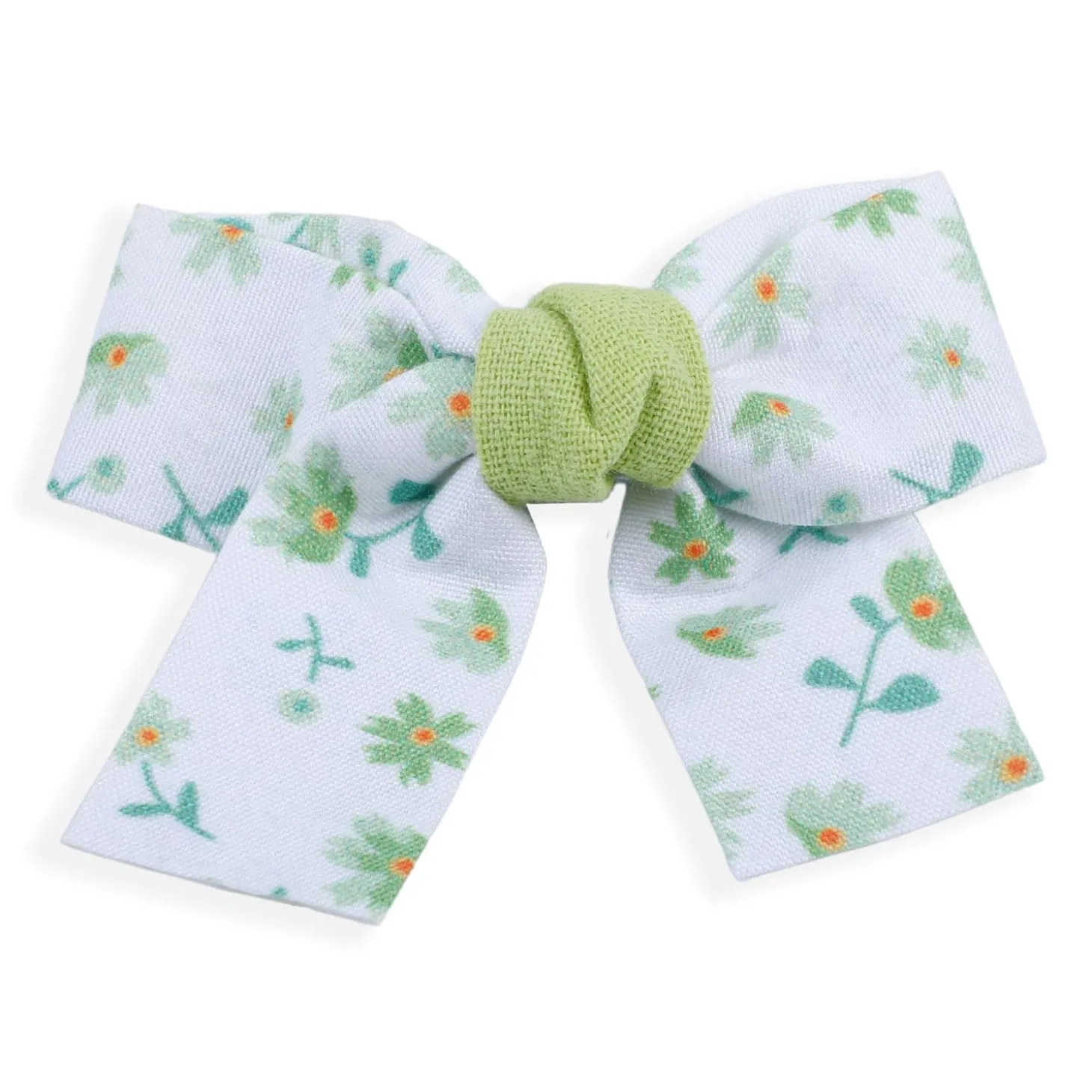 Floral Hair Bow Clip Set of 2 - Green