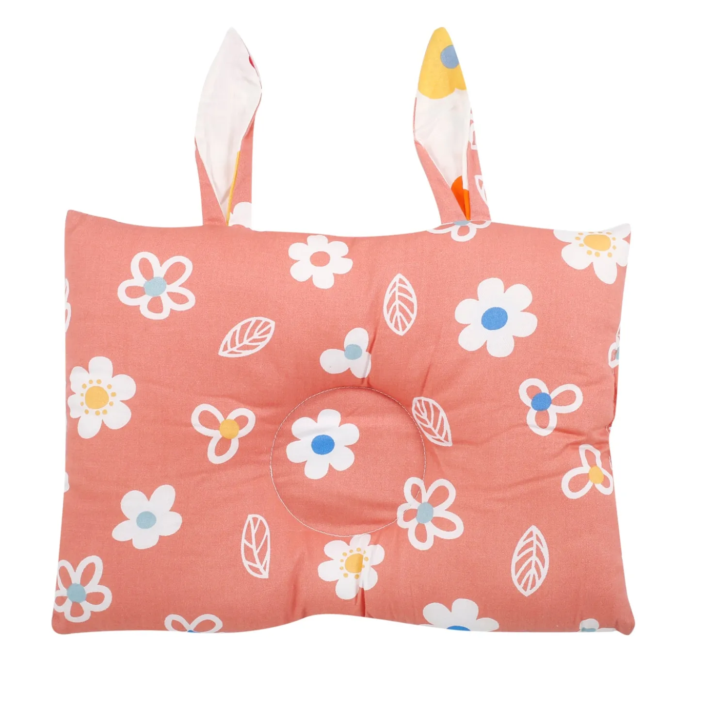 Floral Peach, White Double Sided Pillow