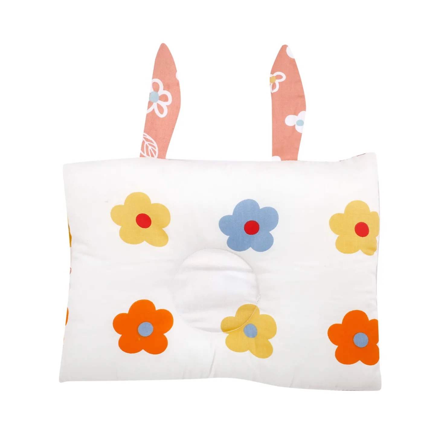 Floral Peach, White Double Sided Pillow