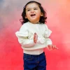 Flowers And Frills Premium Full Sleeves Knitted Sweater - Off White