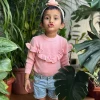 Flowers And Frills Premium Full Sleeves Knitted Sweater - Peach
