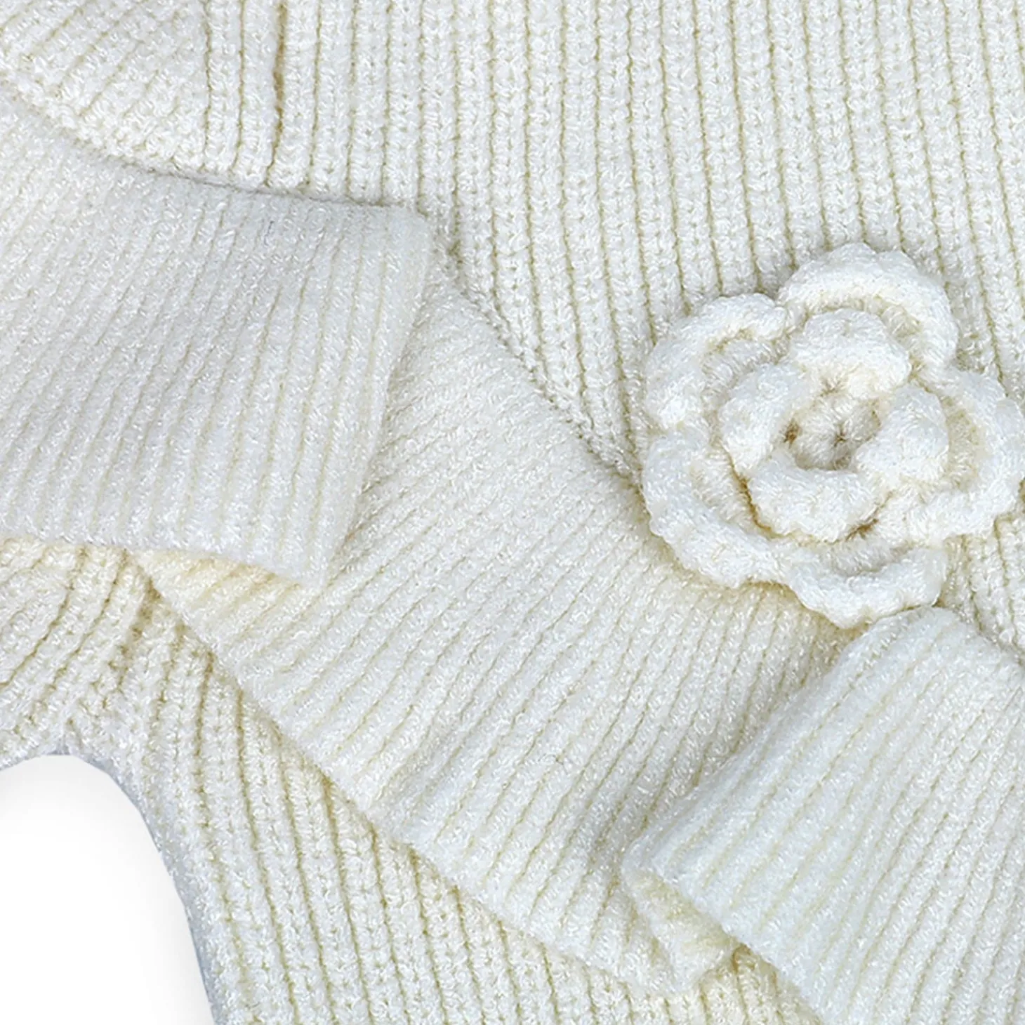 Flowers And Frills Premium Full Sleeves Knitted Sweater - Off White