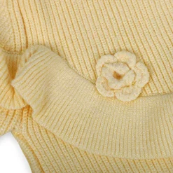 Flowers And Frills Premium Full Sleeves Knitted Sweater - Yellow