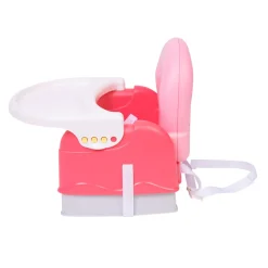 Foldable Feeding Booster Seat Adjustable Height And Food Tray Pink