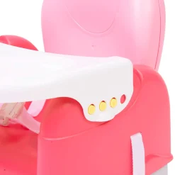Foldable Feeding Booster Seat Adjustable Height And Food Tray Pink