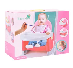 Foldable Feeding Booster Seat Adjustable Height And Food Tray Pink