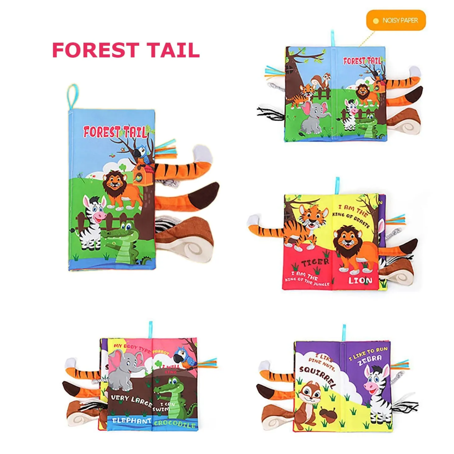 Forest Tail Early Children Sensory Development Interactive 3D Cloth Book With Rustle Paper - Multicolour