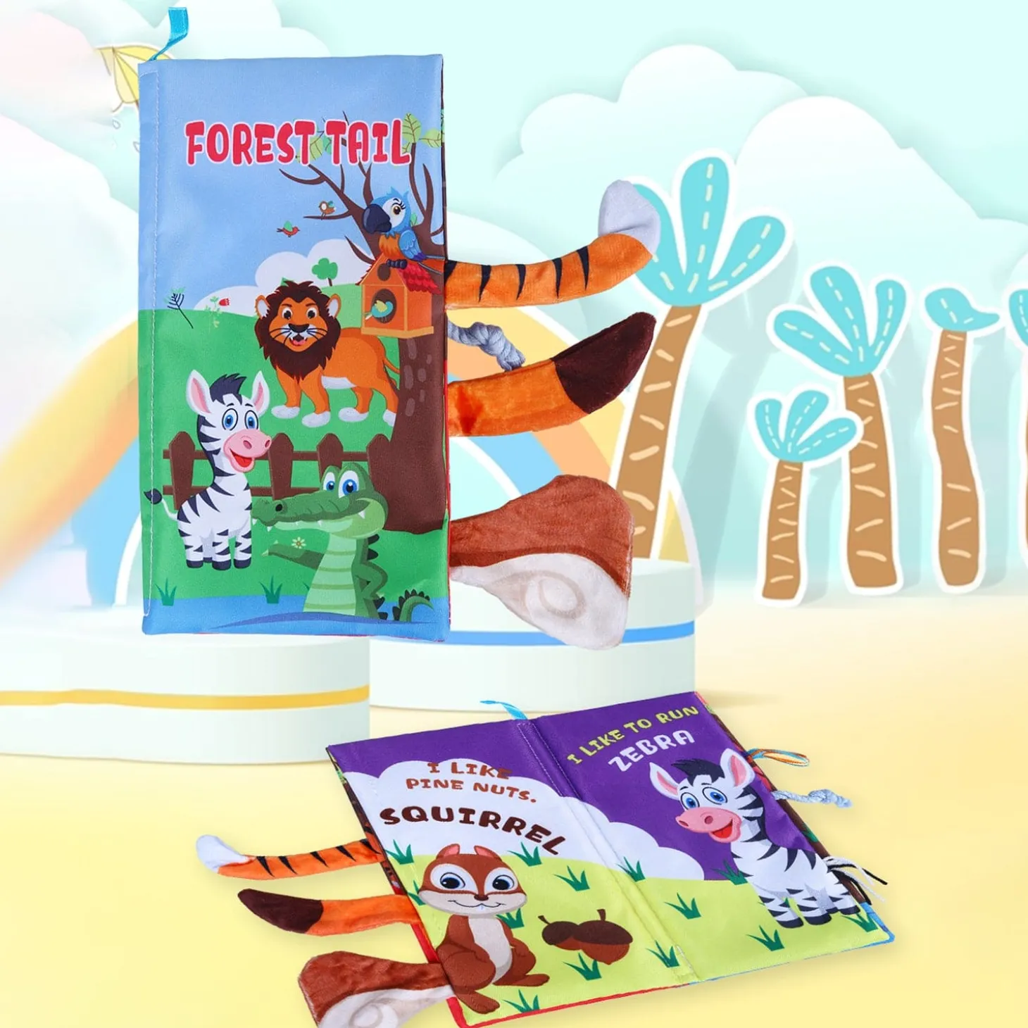 Forest Tail Early Children Sensory Development Interactive 3D Cloth Book With Rustle Paper - Multicolour