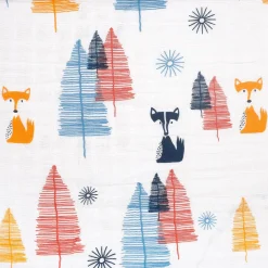 Fox In The Woods Blue Muslin Swaddle