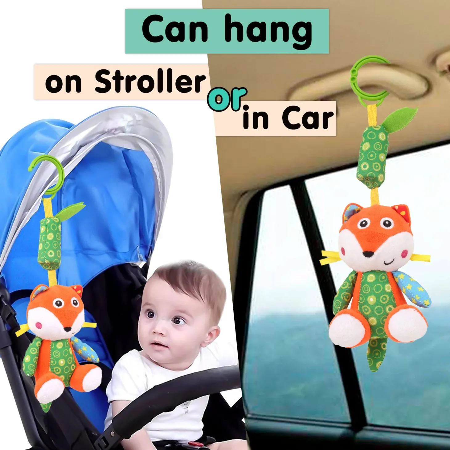 Fox Orange And Green Hanging Musical Toy