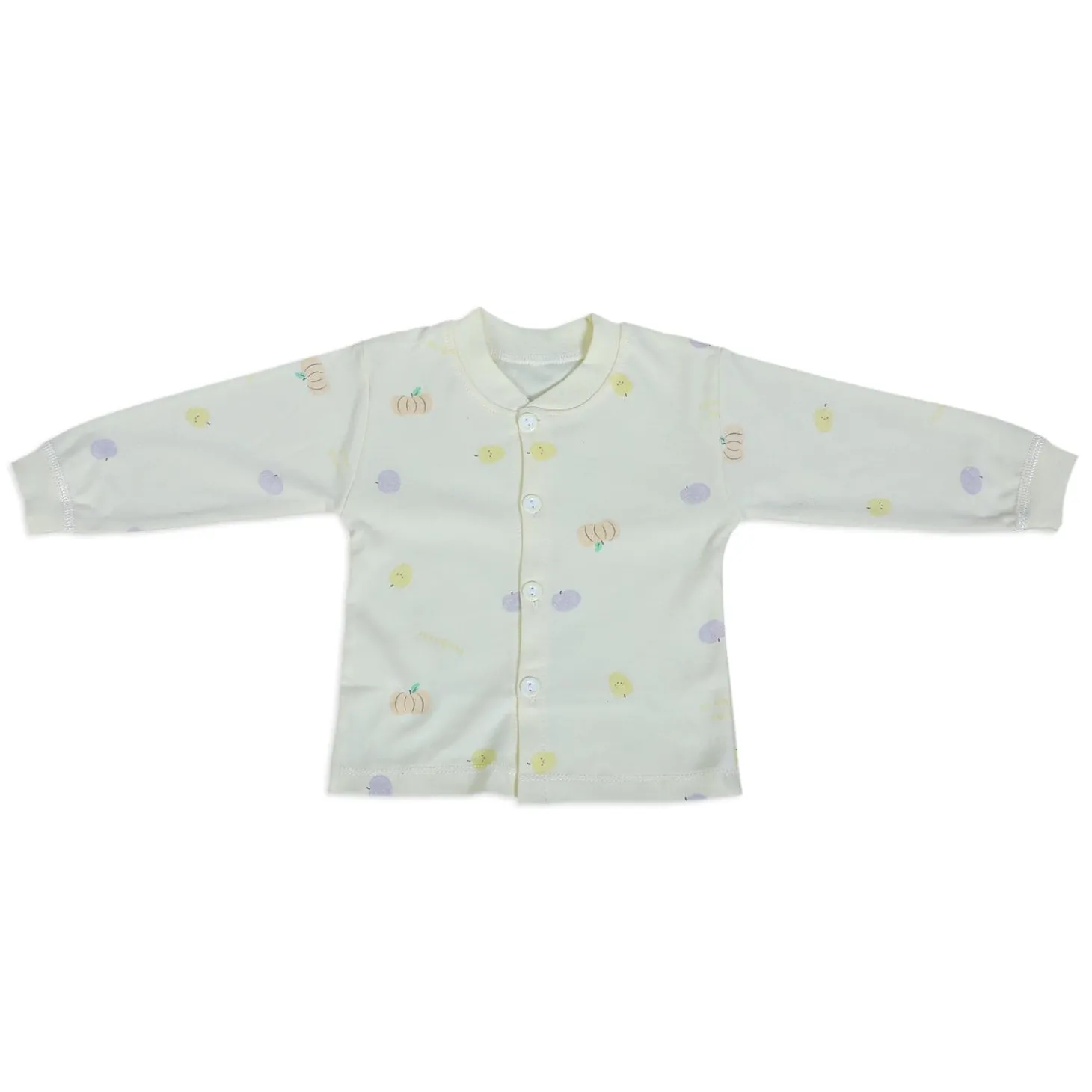 Fruitilicious Full Sleeves 2 Piece Buttoned Pyjama Set Night Suit - Yellow