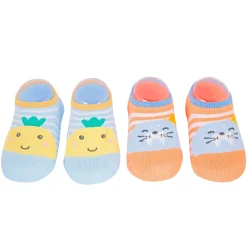 Fruits And Kitty Blue And Orange 2 Pk Socks