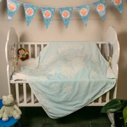 Fun in the Ocean Sky Blue Embossed Baby Large Muslin Blanket