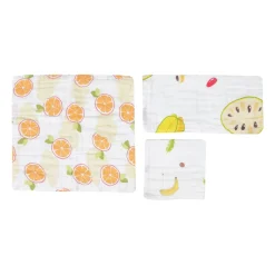 Fun With Fruits Multicolour 3 Pk Large Muslin Napkin