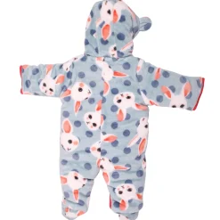 Fuzzy Bunny Blue Winter Quilted Hooded Romper