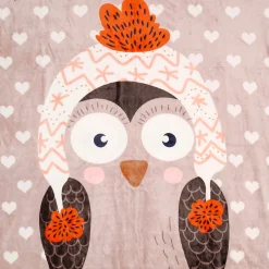 Fuzzy Owl Beige Two-Ply Blanket