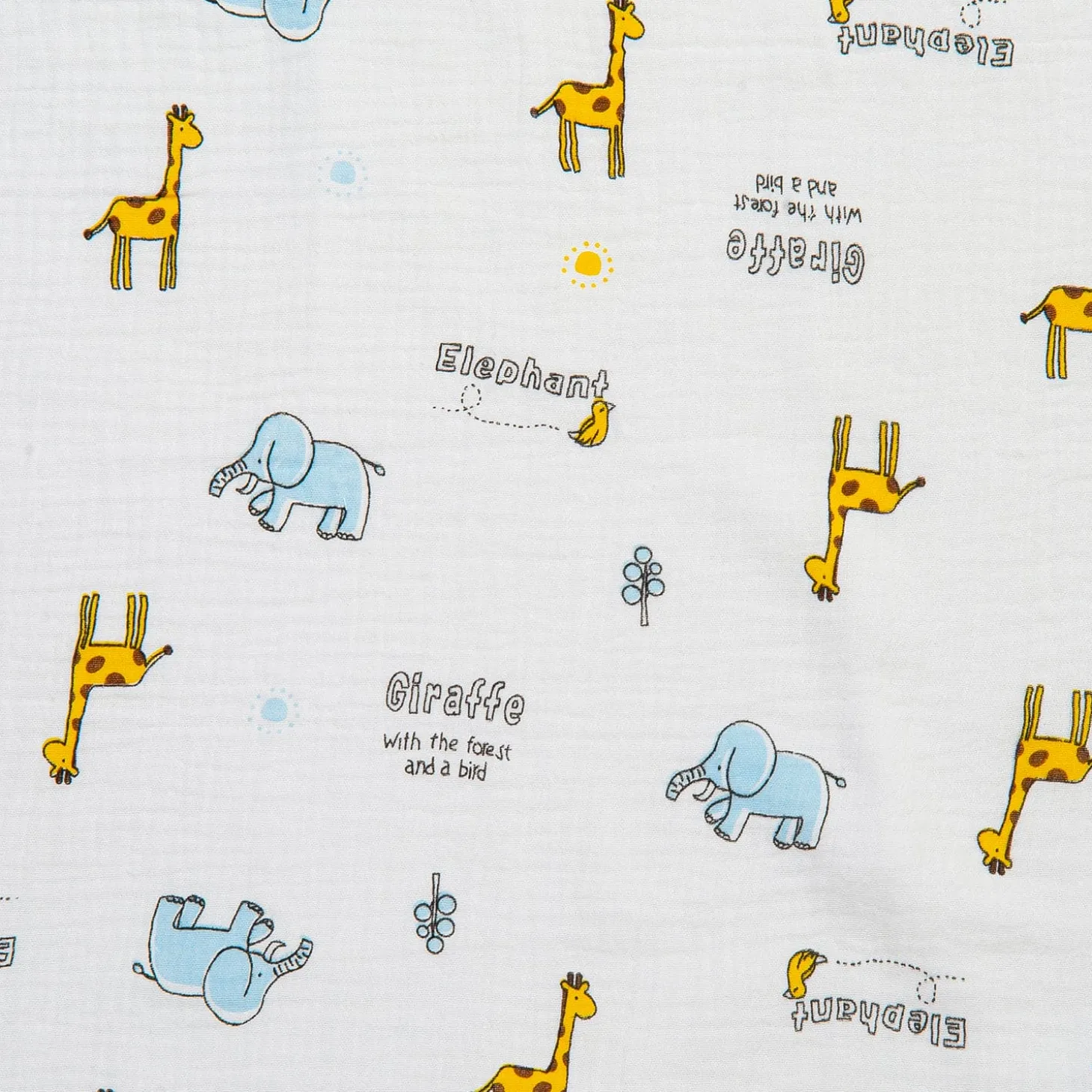 Giraffe And Elephants Cotton Hooded Wrapper White
