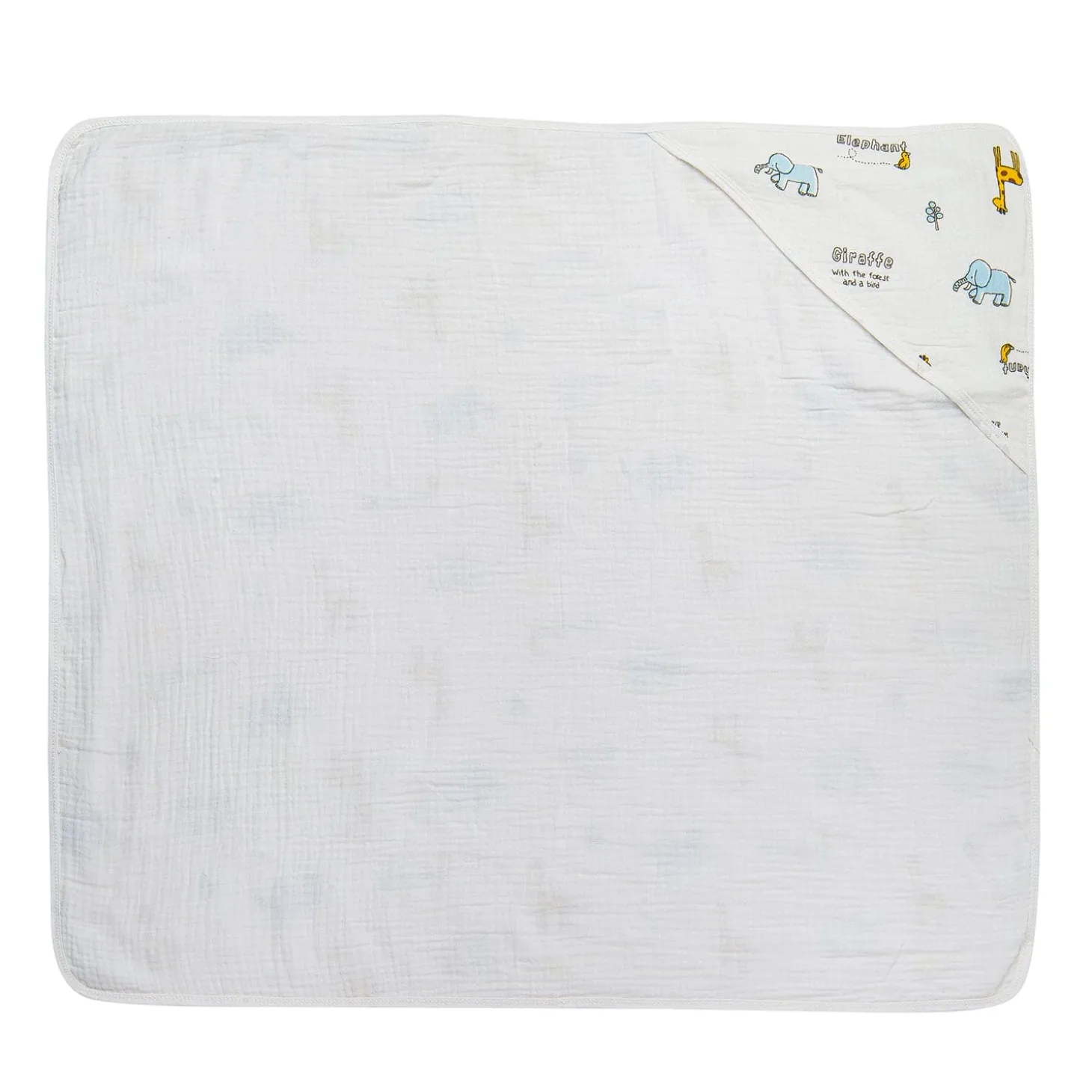 Giraffe And Elephants Cotton Hooded Wrapper White
