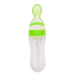 Green 90 Ml Squeeze Bottle Feeder With Dispensing Spoon