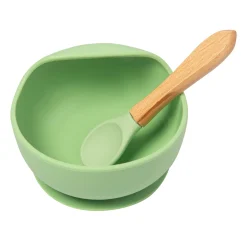 Green Silicon Bowl And Spoon Set