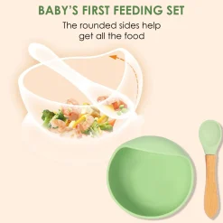 Green Silicon Bowl And Spoon Set